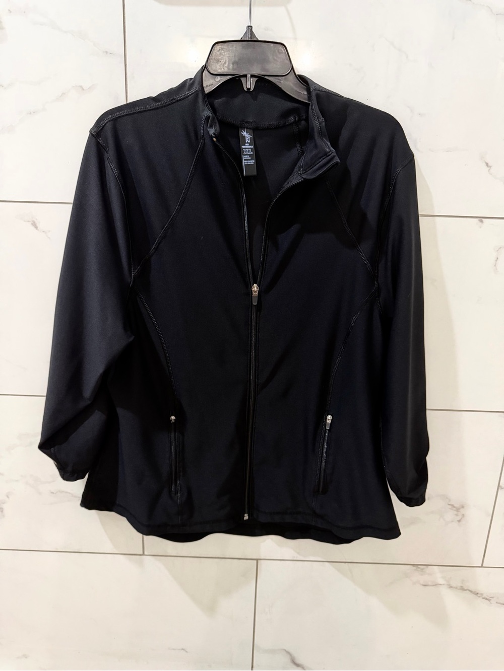 Women’s Pro Performance Black Full-Zip Jacket - 3/4 sleeves Sz XL